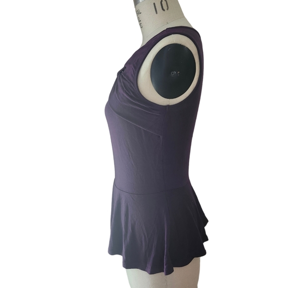 Plum-colored Peplum Top with Bow detail - Jacob - size L - Picture 2 of 5